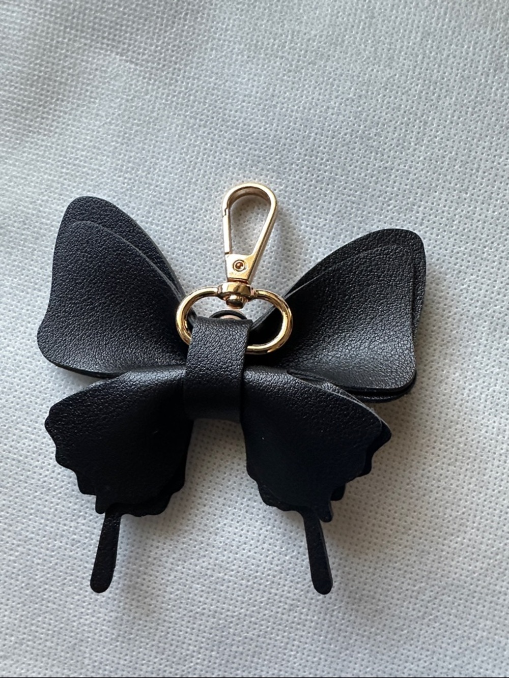 Lovely Bag Charm or Keychain - Black Butterfly Vegan Leather Gold Hardware NWT